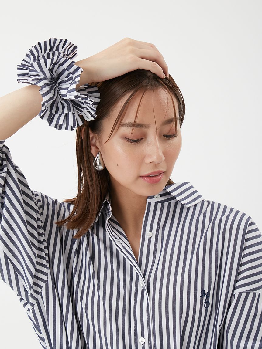 Mila Owen「シャツコンビマテリアルボリュームシュシュ」|ヘアバンド|