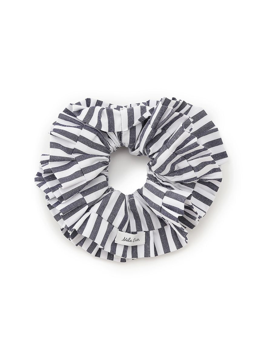 Mila Owen「シャツコンビマテリアルボリュームシュシュ」|ヘアバンド|NVY