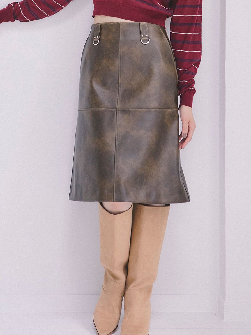 FURFUR「レザーライクミディスカート」|スカート|