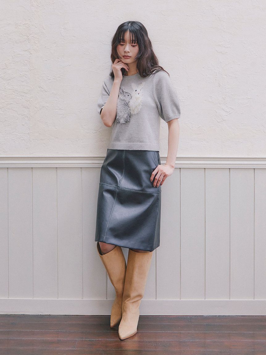 FURFUR「レザーライクミディスカート」|スカート|