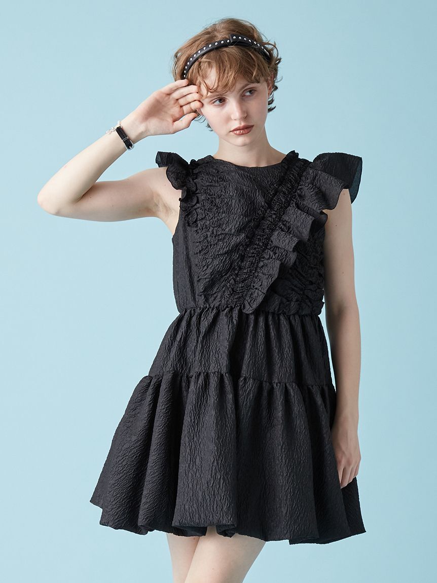 FURFUR「バルーンヘムミニドレス」|ドレス|BLK