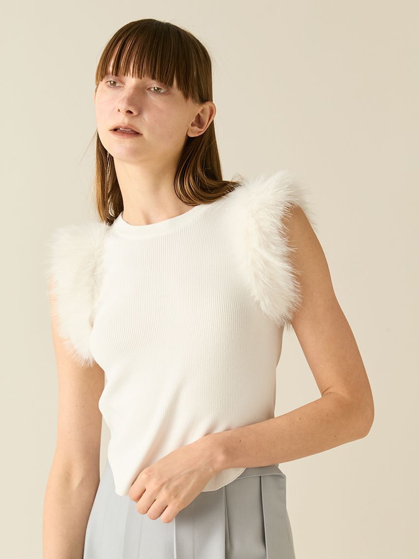 FURFUR「【限定カラー】エコファースリーブニットトップス」|ニット・セーター|