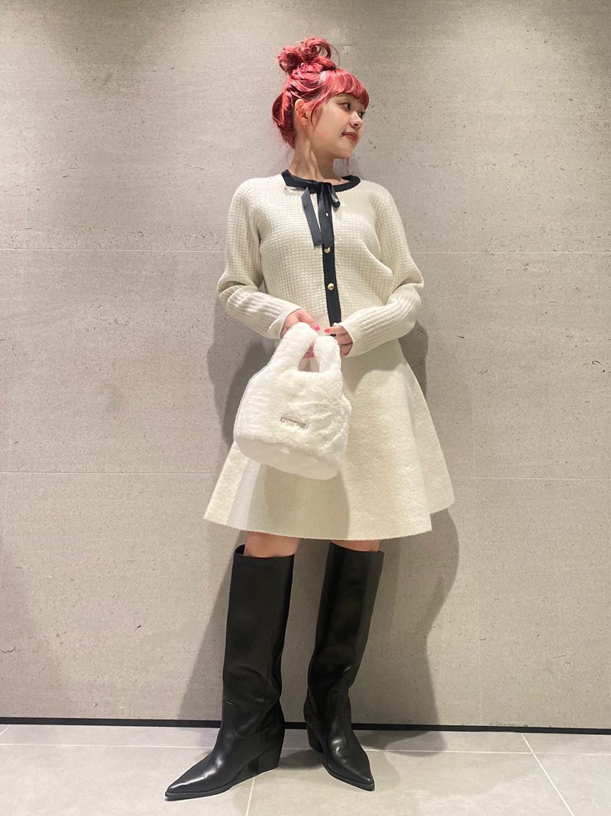 FURFUR「【WEB・一部店舗限定カラー】ボウタイトリムニットセットアップ」|ワンピース|