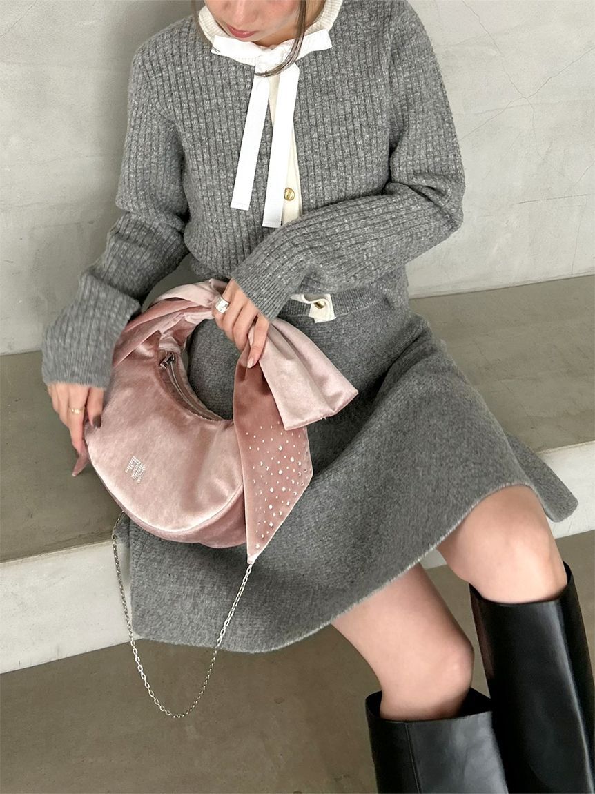 FURFUR「【WEB・一部店舗限定カラー】ボウタイトリムニットセットアップ」|ワンピース|