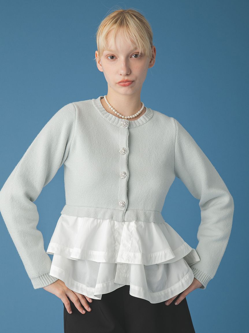 FURFUR「【WEB限定カラー】ペプラムレイヤードカーディガン」|カーディガン|