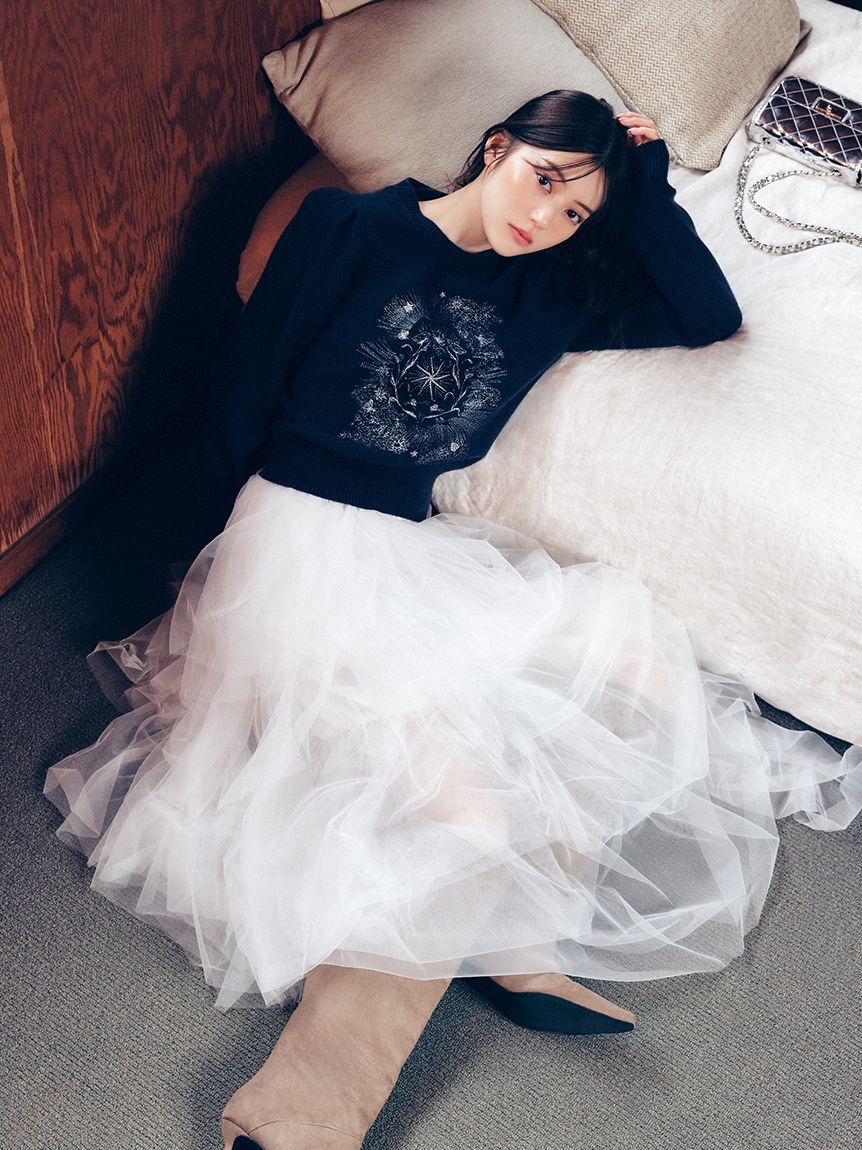 FRAY I.D「チュールアシメティアードスカート」|スカート|WHT