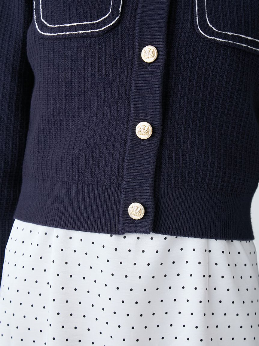 LILY BROWN「コットンニットジャケット」|ノーカラージャケット|