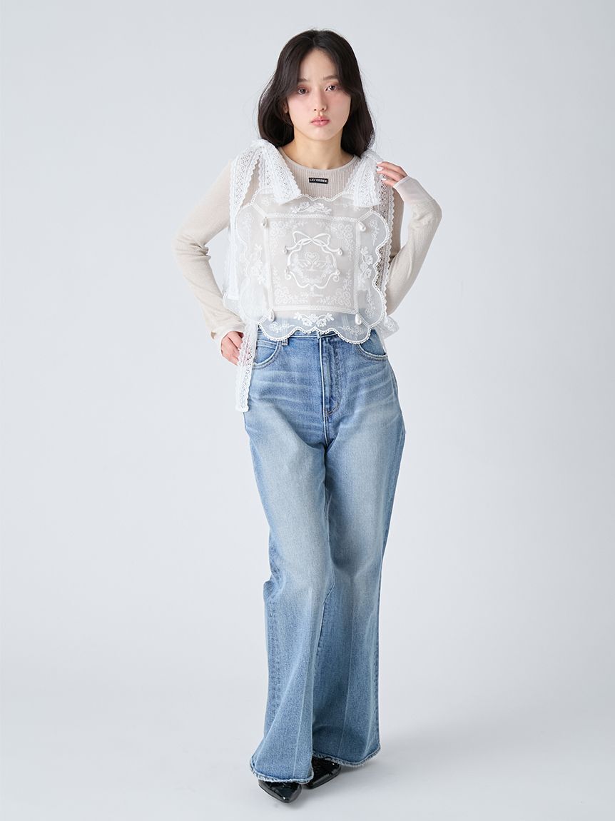 LILY BROWN「シアーレイヤードラメリブトップ」|ニット・セーター|