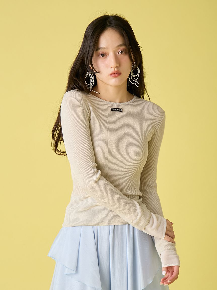 LILY BROWN「シアーレイヤードラメリブトップ」|ニット・セーター|