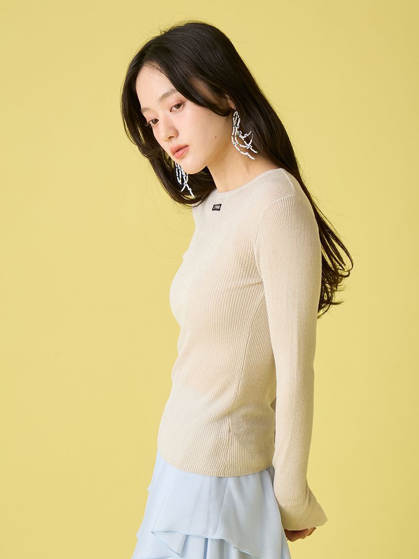 LILY BROWN「シアーレイヤードラメリブトップ」|ニット・セーター|