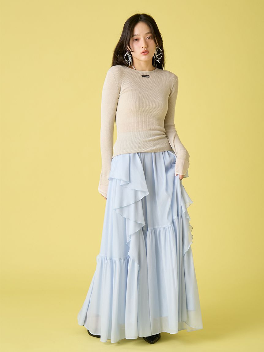 LILY BROWN「シアーレイヤードラメリブトップ」|ニット・セーター|