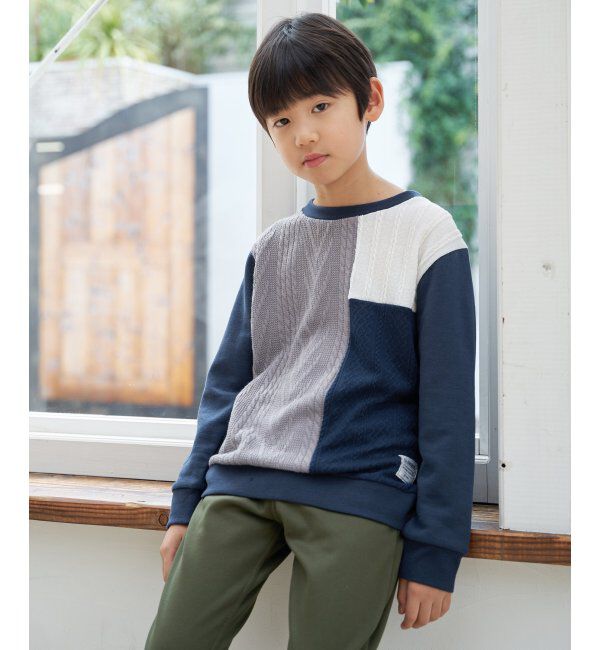 ikka kids「ニットソーブロックストレーナー（120~160cm）」|Tシャツ・カットソー|