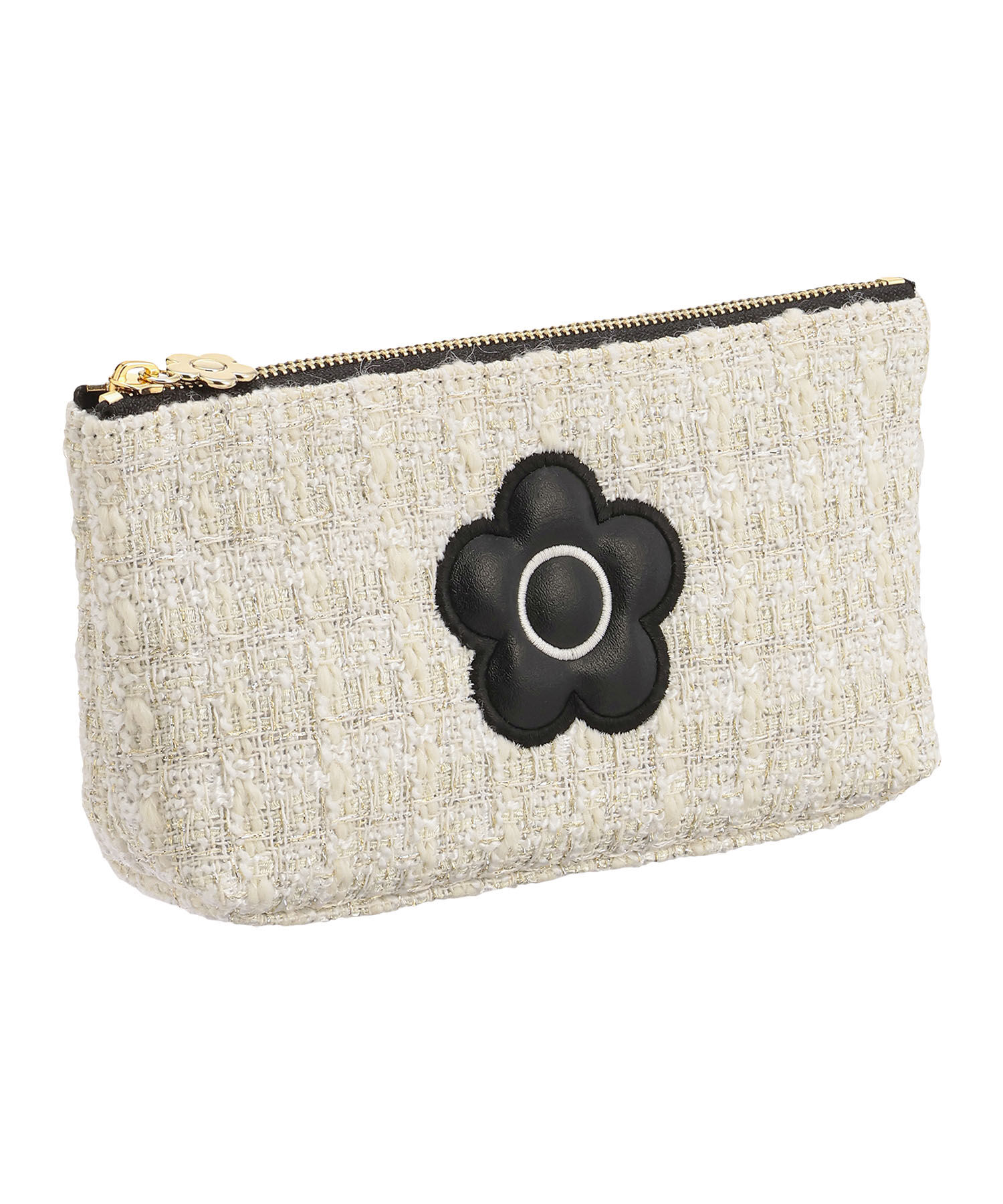 MARY QUANT「パディングデイジーツイード 舟型ペンケース」|ポーチ|アイボリー