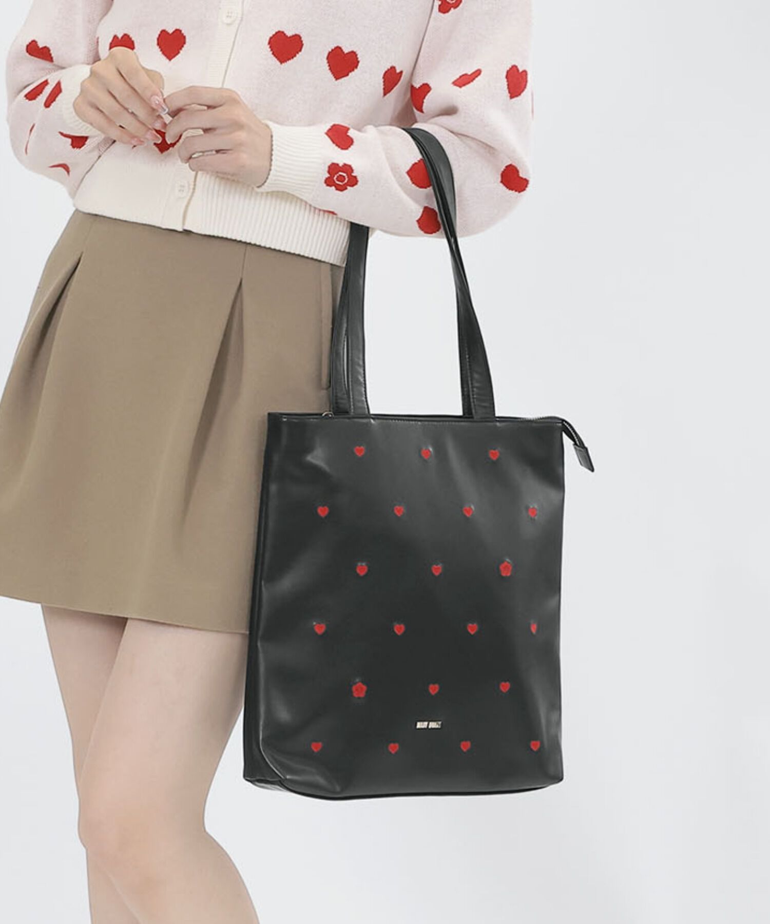 MARY QUANT「ハート刺繍 トート」|トートバッグ|ブラック