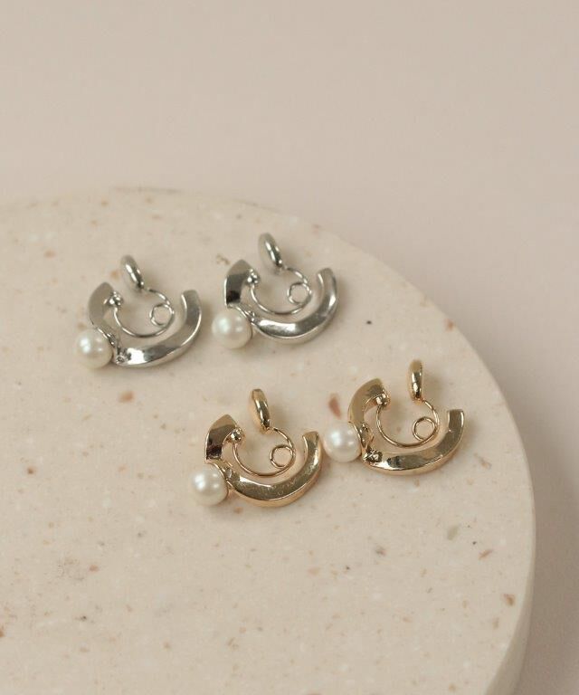  「Bubbloop 1粒パールイヤリング　ノンホールピアス」|イヤリング|シルバー系