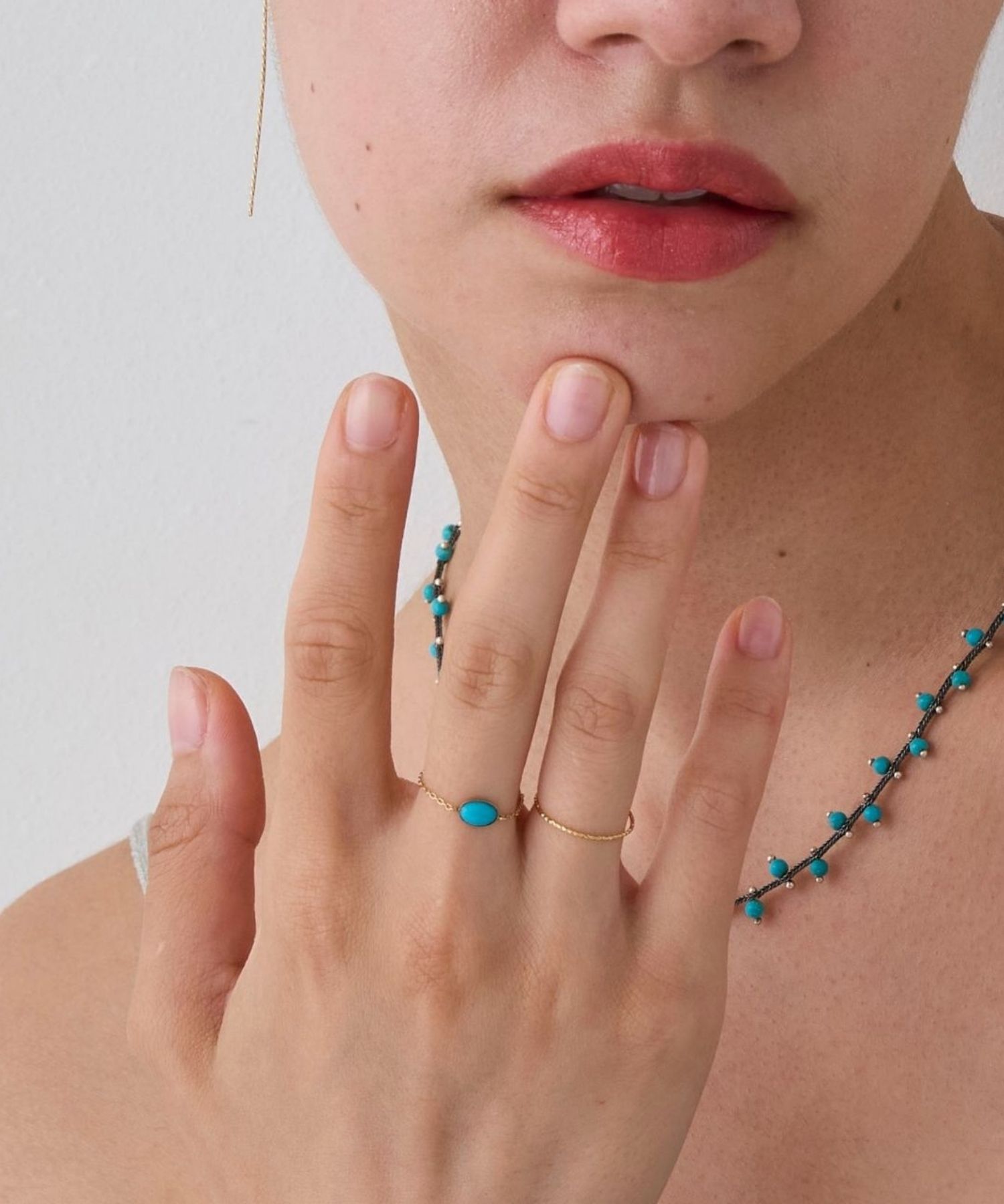 JUPITER「【K10】天然石チェーンリング/ターコイズ」|リング|