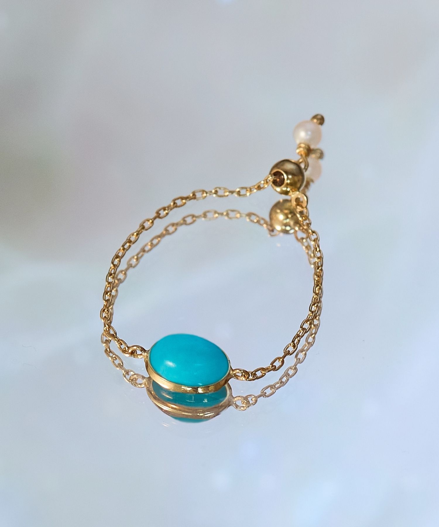 JUPITER「【K10】天然石チェーンリング/ターコイズ」|リング|