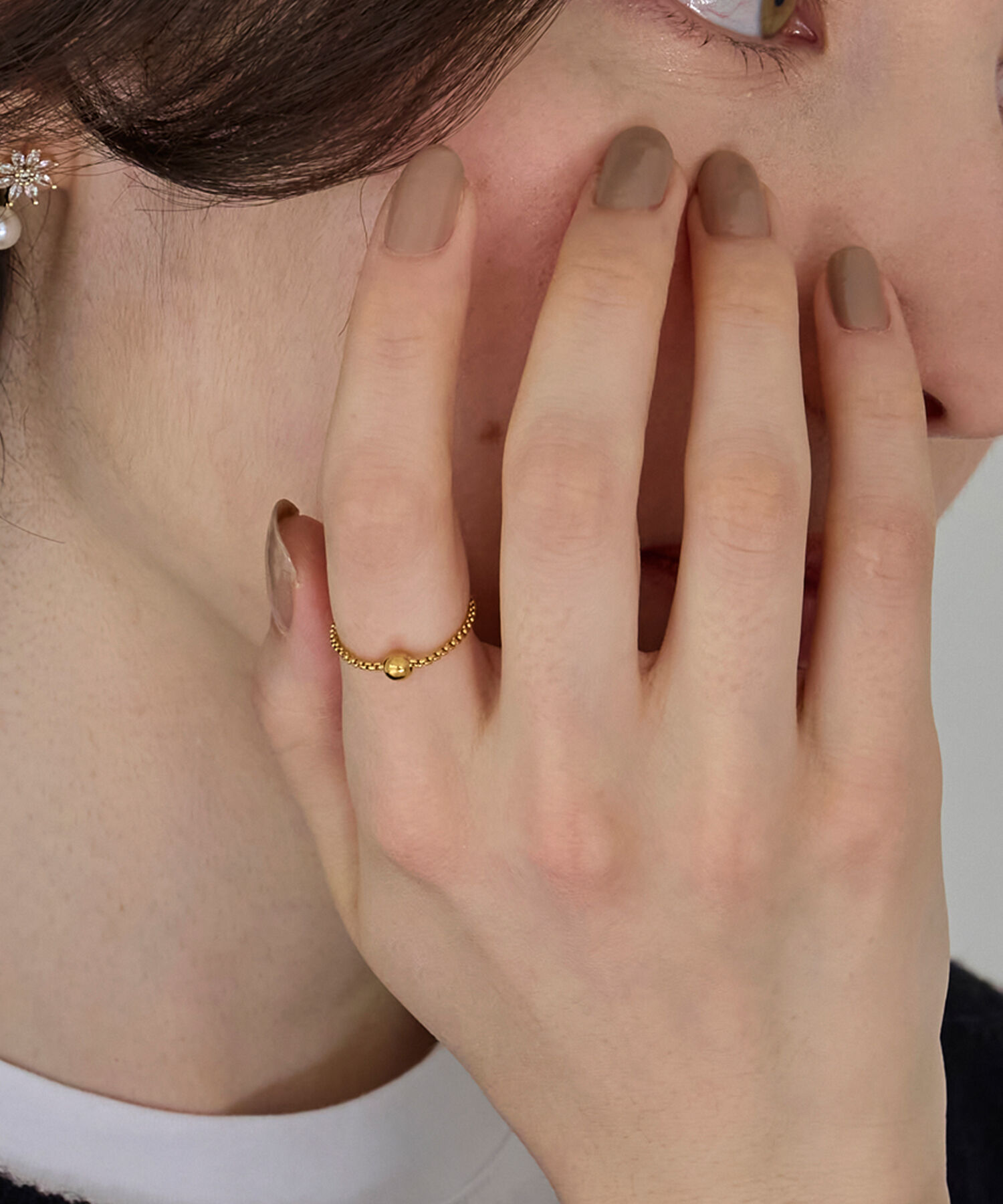 Phoebe「【金属アレルギー対応】ワンドロップメタルチェーンリング/サージカルステンレス」|リング|ゴールド
