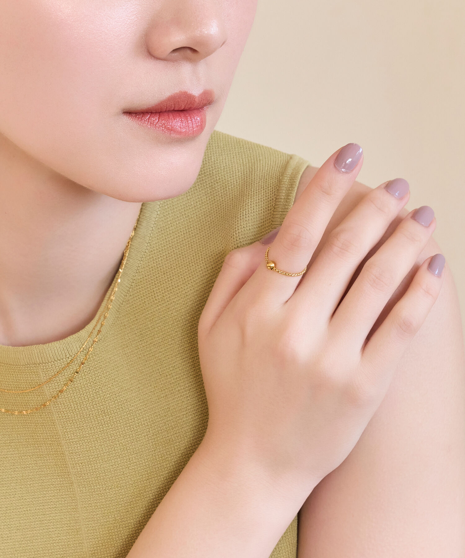 Phoebe「【金属アレルギー対応】ワンドロップメタルチェーンリング/サージカルステンレス」|リング|