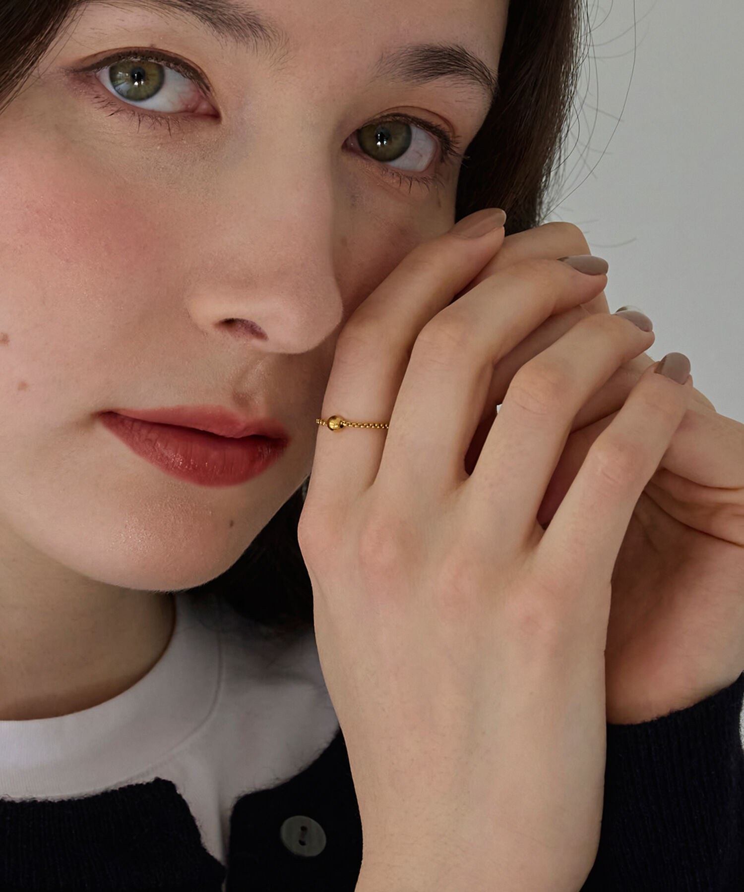 Phoebe「【金属アレルギー対応】ワンドロップメタルチェーンリング/サージカルステンレス」|リング|