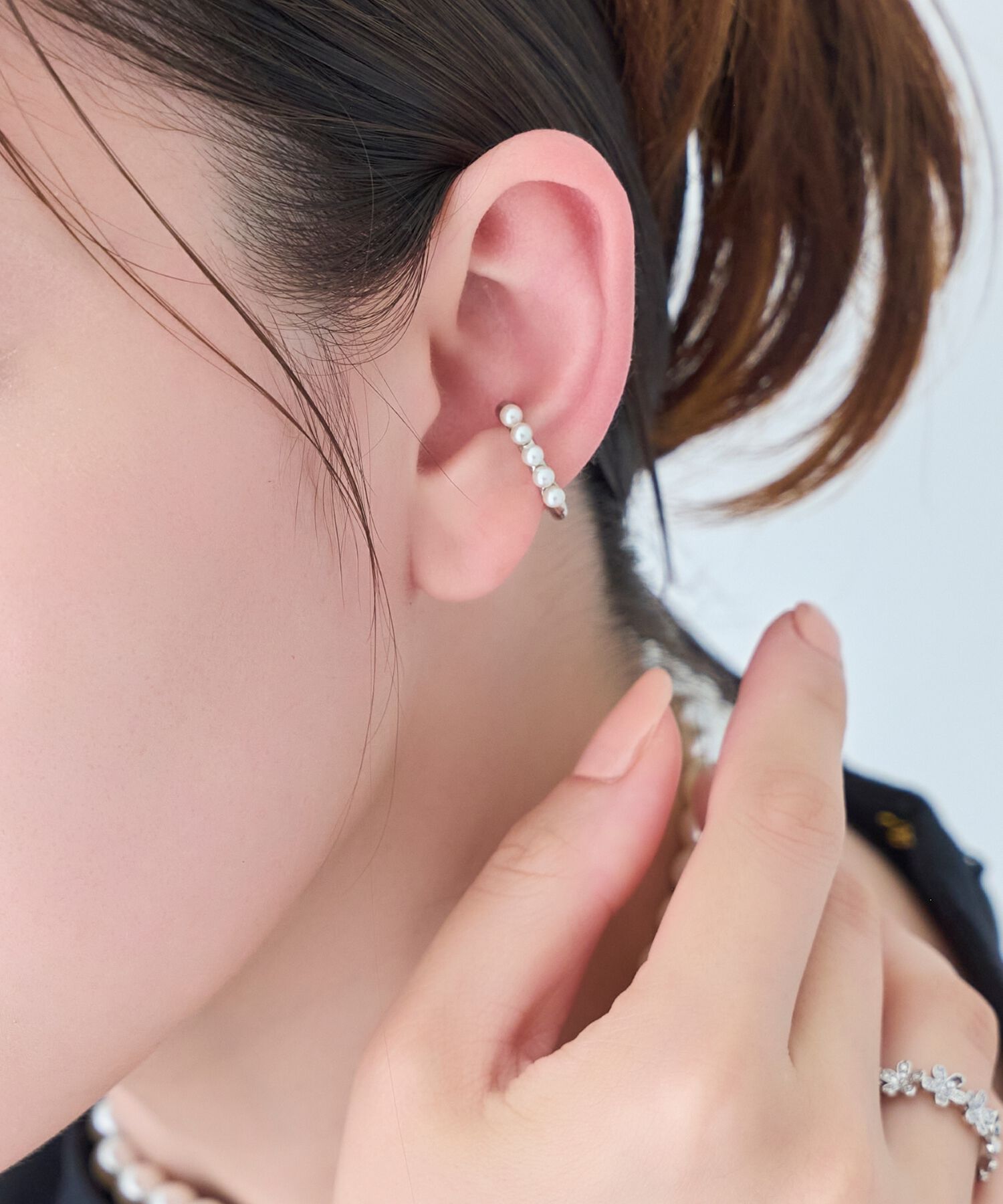 Phoebe「【金属アレルギー対応】パールフローイヤーカフ　シルバー/ニッケルフリー」|イヤーカフ|
