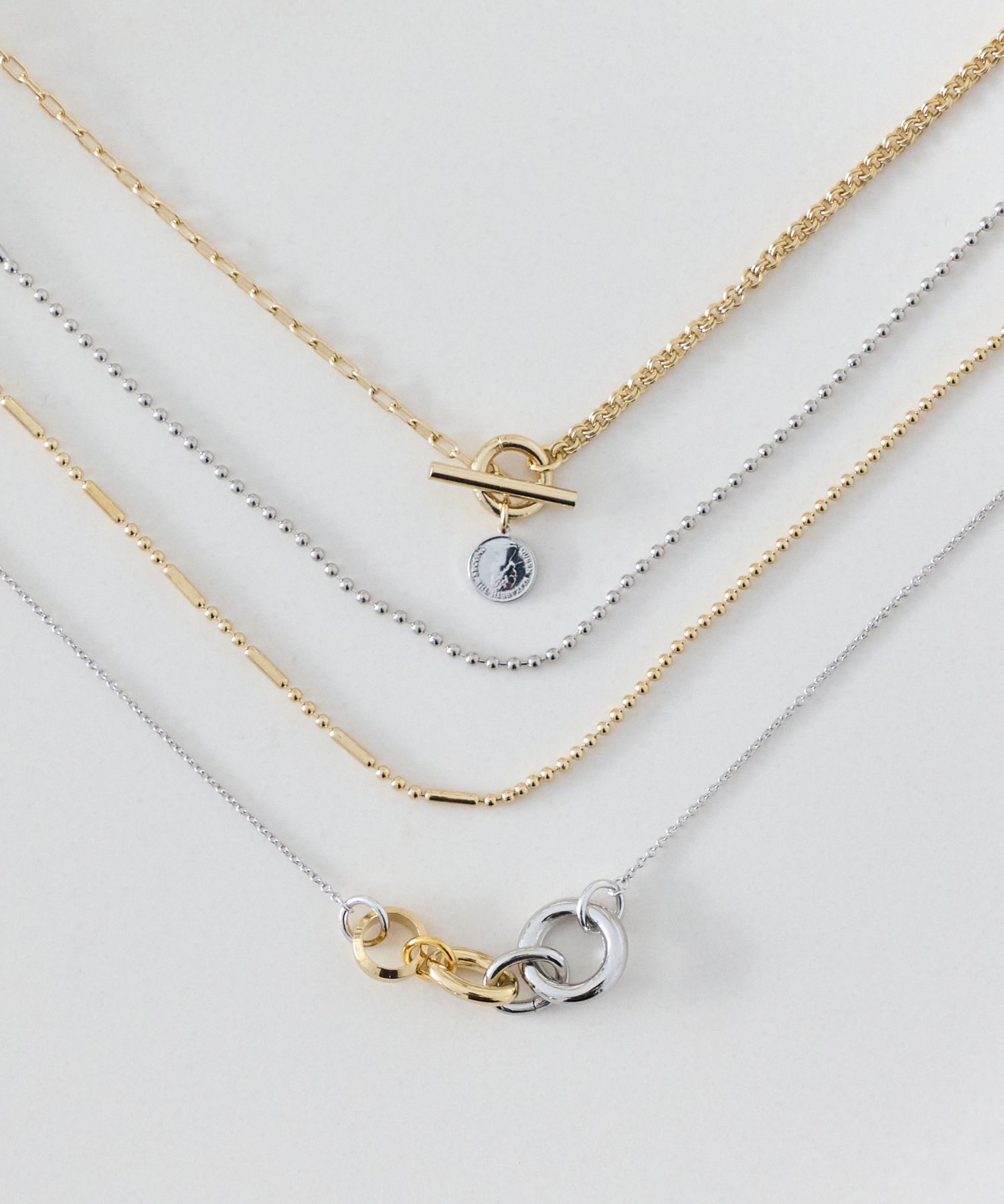  「【金属アレルギー対応】ミックスループメタルネックレス　シルバー」|ネックレス|