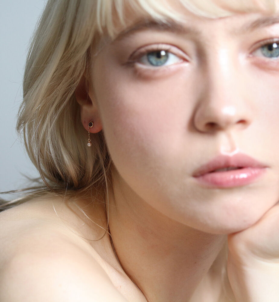  「スモーキークォーツ / パール ピアス | K10YG」|ピアス|