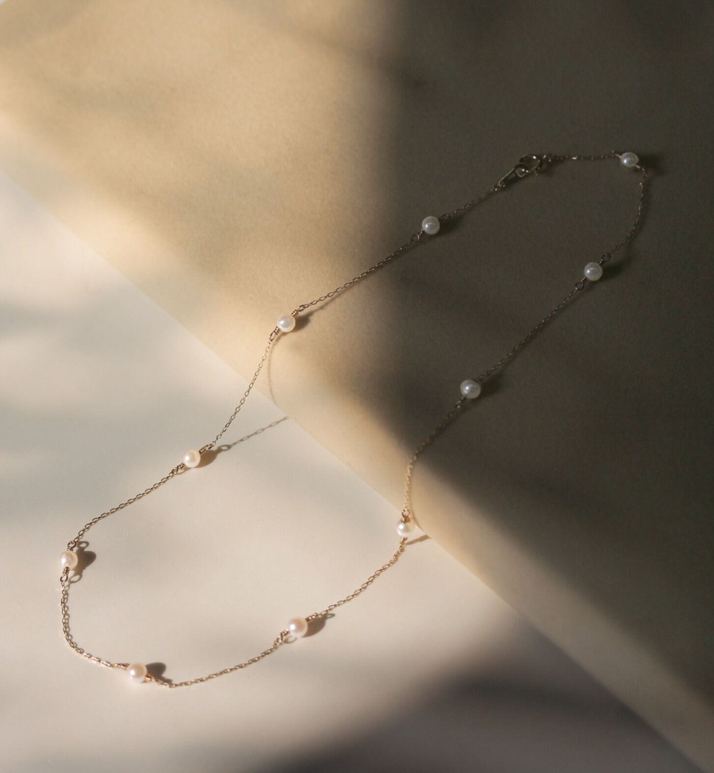  「パール ステーション チョーカー ネックレス | K10YG」|ネックレス|