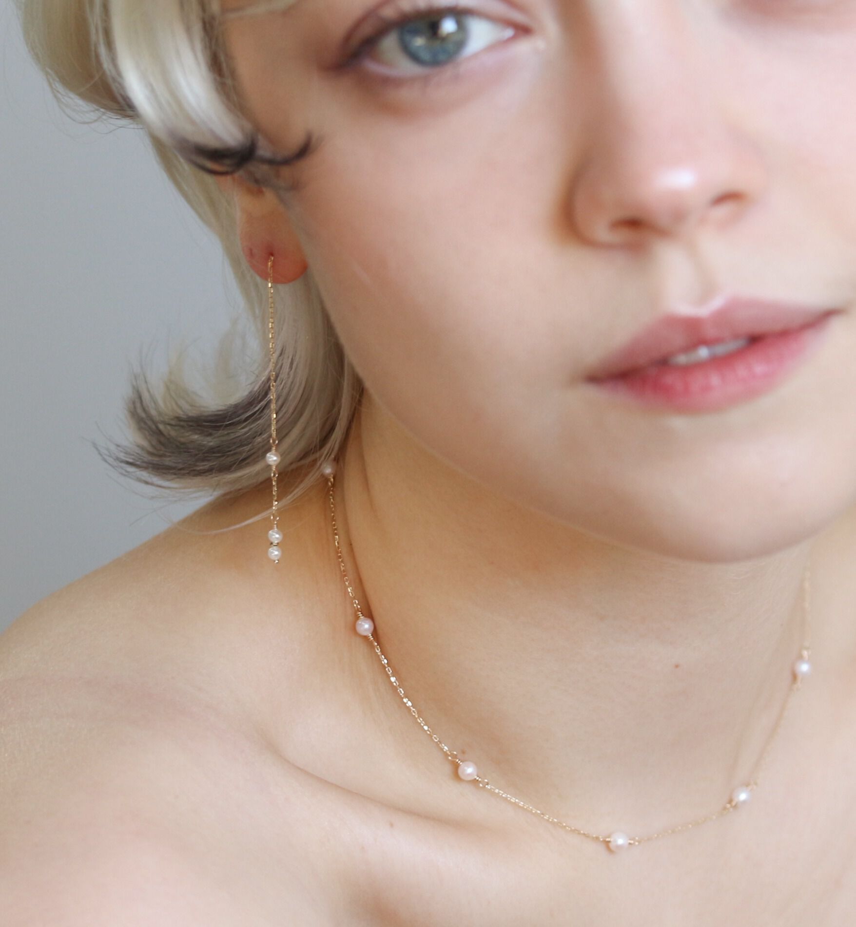  「パール ステーション チョーカー ネックレス | K10YG」|ネックレス|