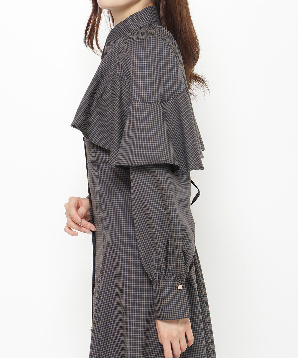 アンドクチュール「フロントフリルケープシャツワンピース」|ワンピース|