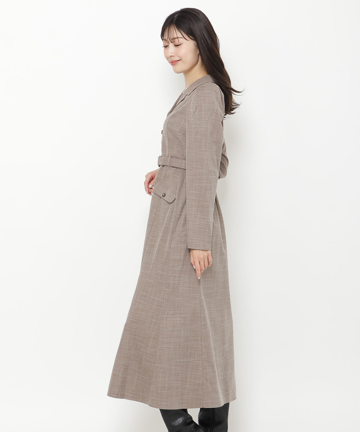 アンドクチュール「パワショルテーラーカラー長袖ワンピース」|ワンピース|