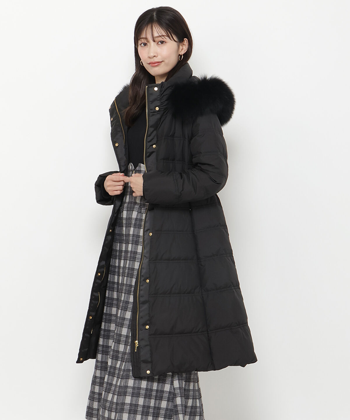 アンドクチュール「FOXファー付きミディアムロングダウン」|ダウン|