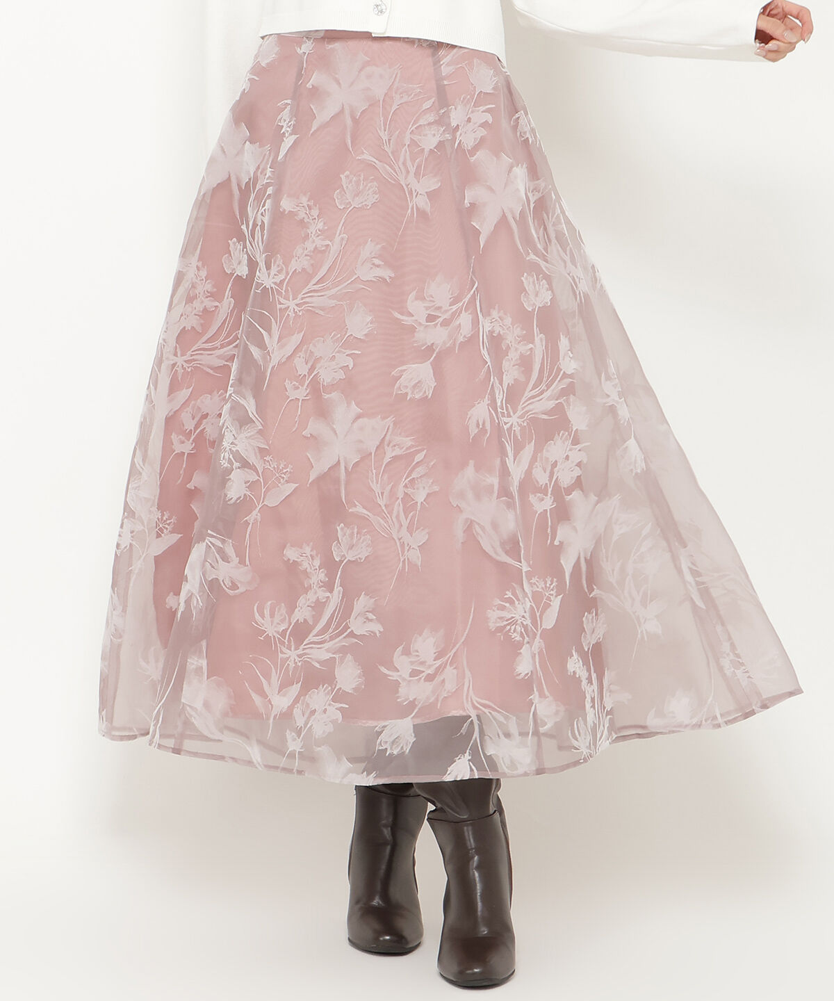 アンドクチュール「フロッキープリントフレアスカート」|フレア|