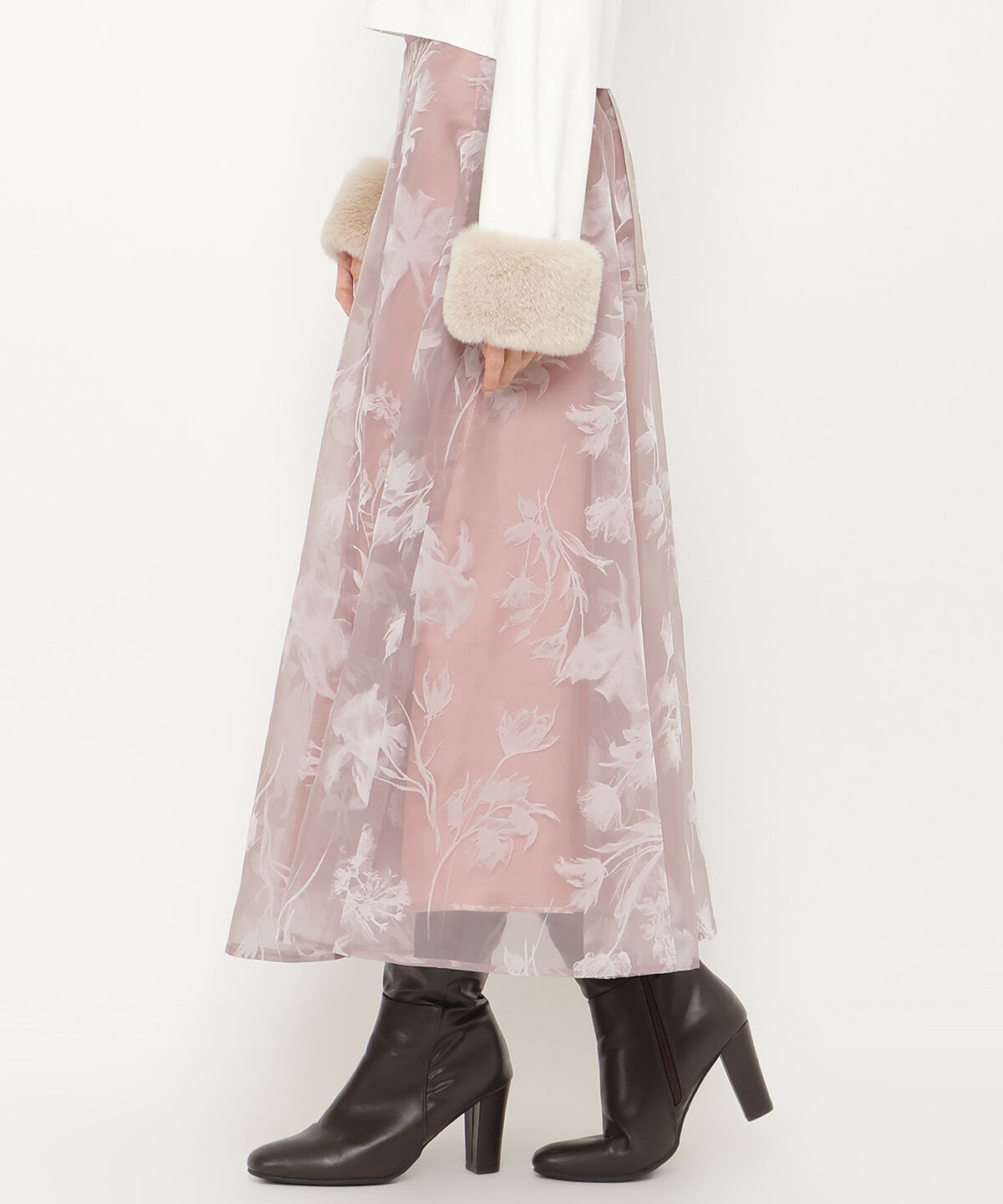 アンドクチュール「フロッキープリントフレアスカート」|フレア|