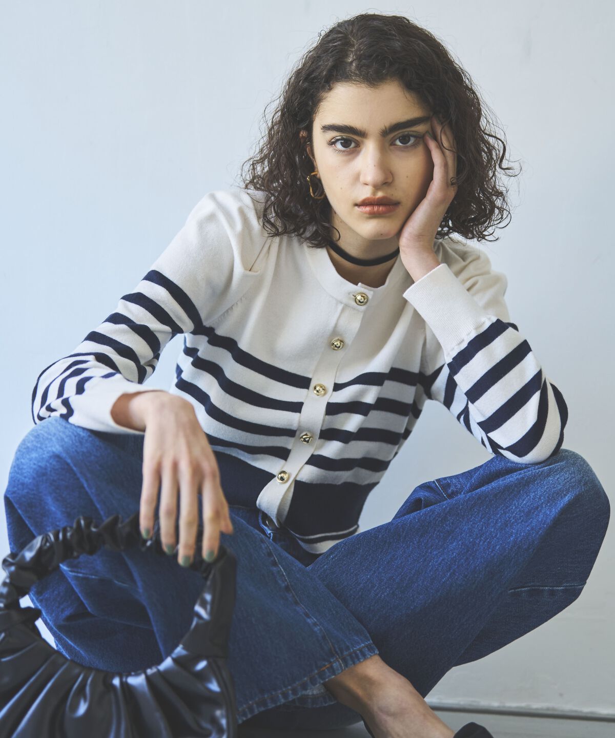 アンドクチュール「パワショルクルーネックカーディガン」|カーディガン|