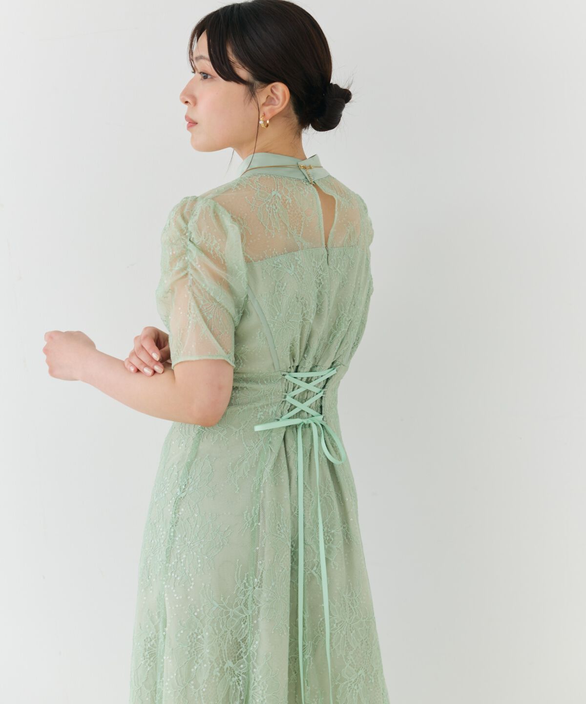 アンドクチュール「スパンコールラッセルレースドレス」|ドレス|