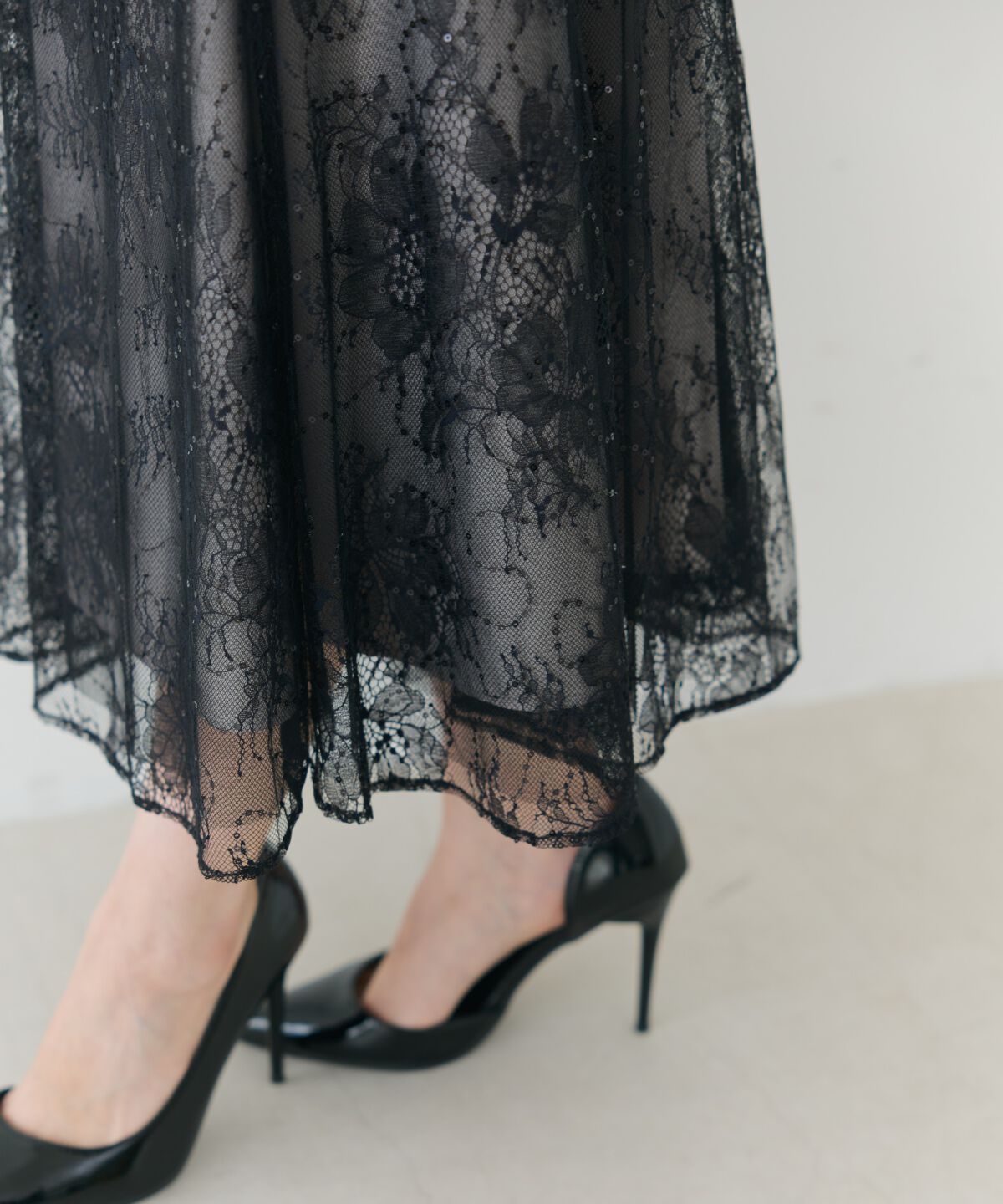 アンドクチュール「スパンコールラッセルレースドレス」|ドレス|