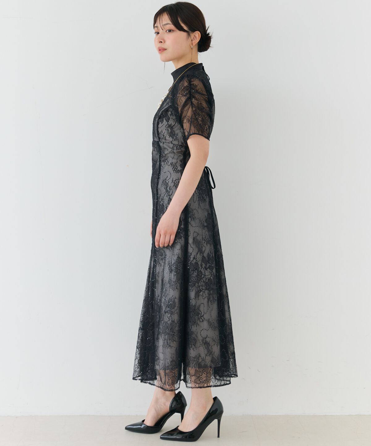 アンドクチュール「スパンコールラッセルレースドレス」|ドレス|