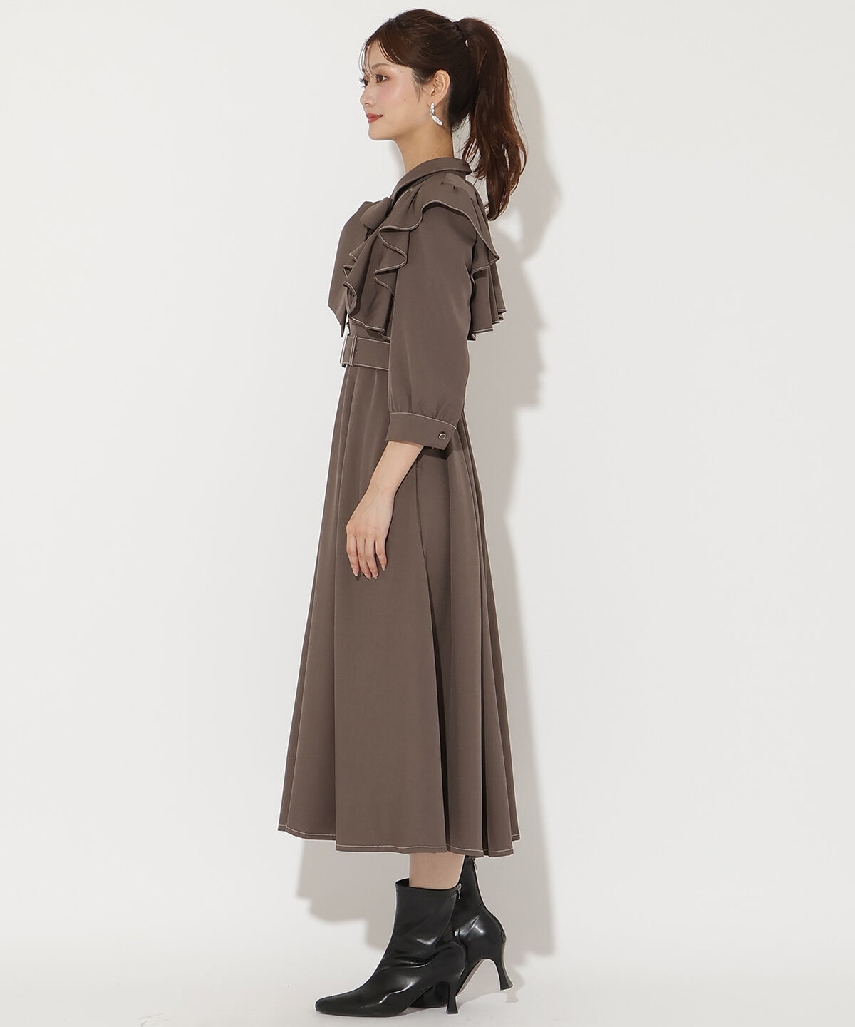 アンドクチュール「フリルケープ7分袖ワンピース」|ワンピース|