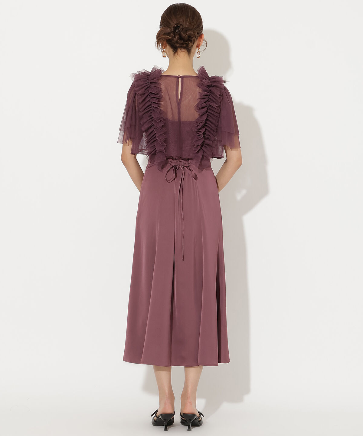 アンドクチュール「チュールフリルレイヤードドレス」|ドレス|