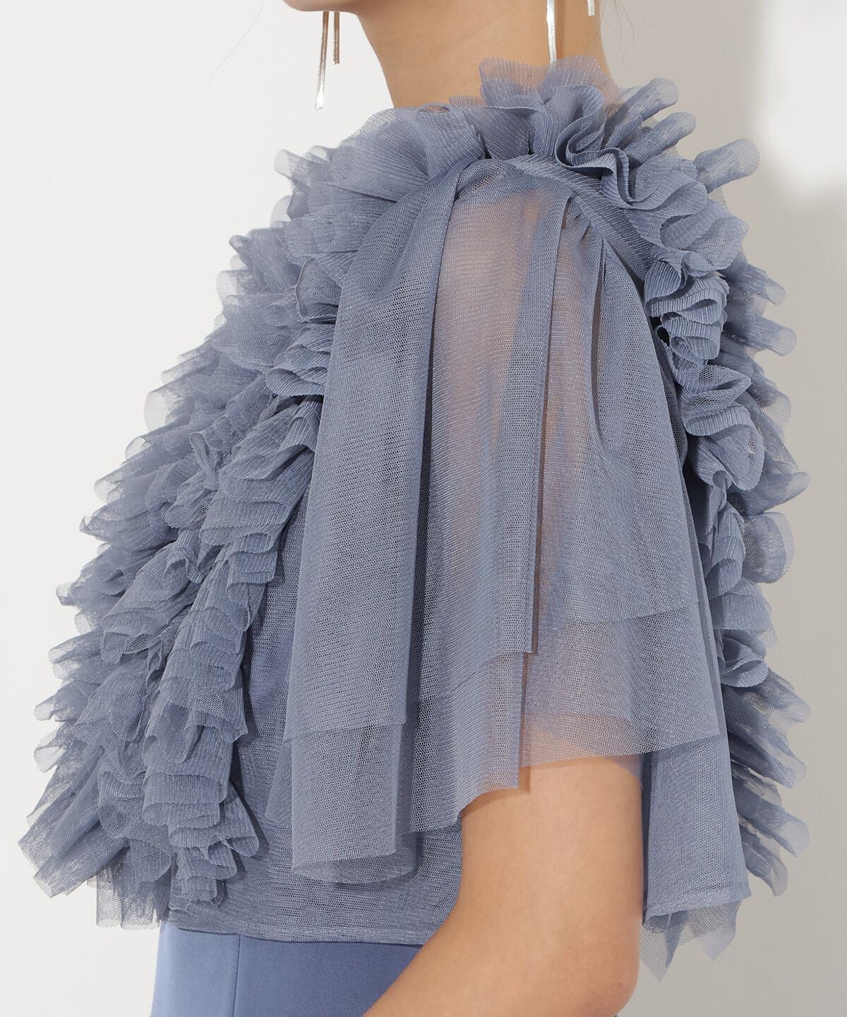 アンドクチュール「チュールフリルレイヤードドレス」|ドレス|