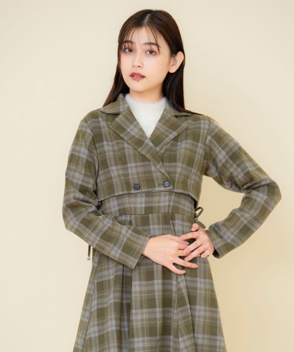 REDYAZEL「チェックドロストミニワンピース」|ワンピース|