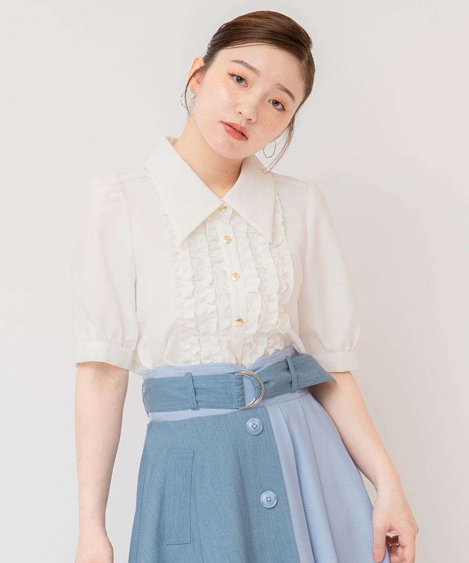 REDYAZEL「ビッグカラーフリルシャツ」|シャツ・ブラウス|オフ