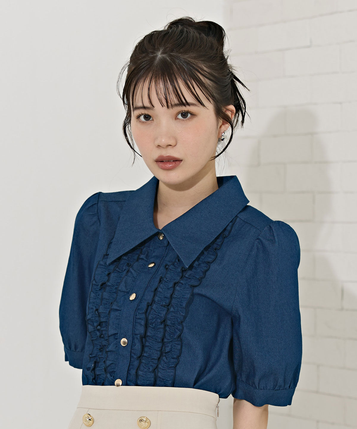 REDYAZEL「ビッグカラーフリルシャツ」|シャツ・ブラウス|ブルー