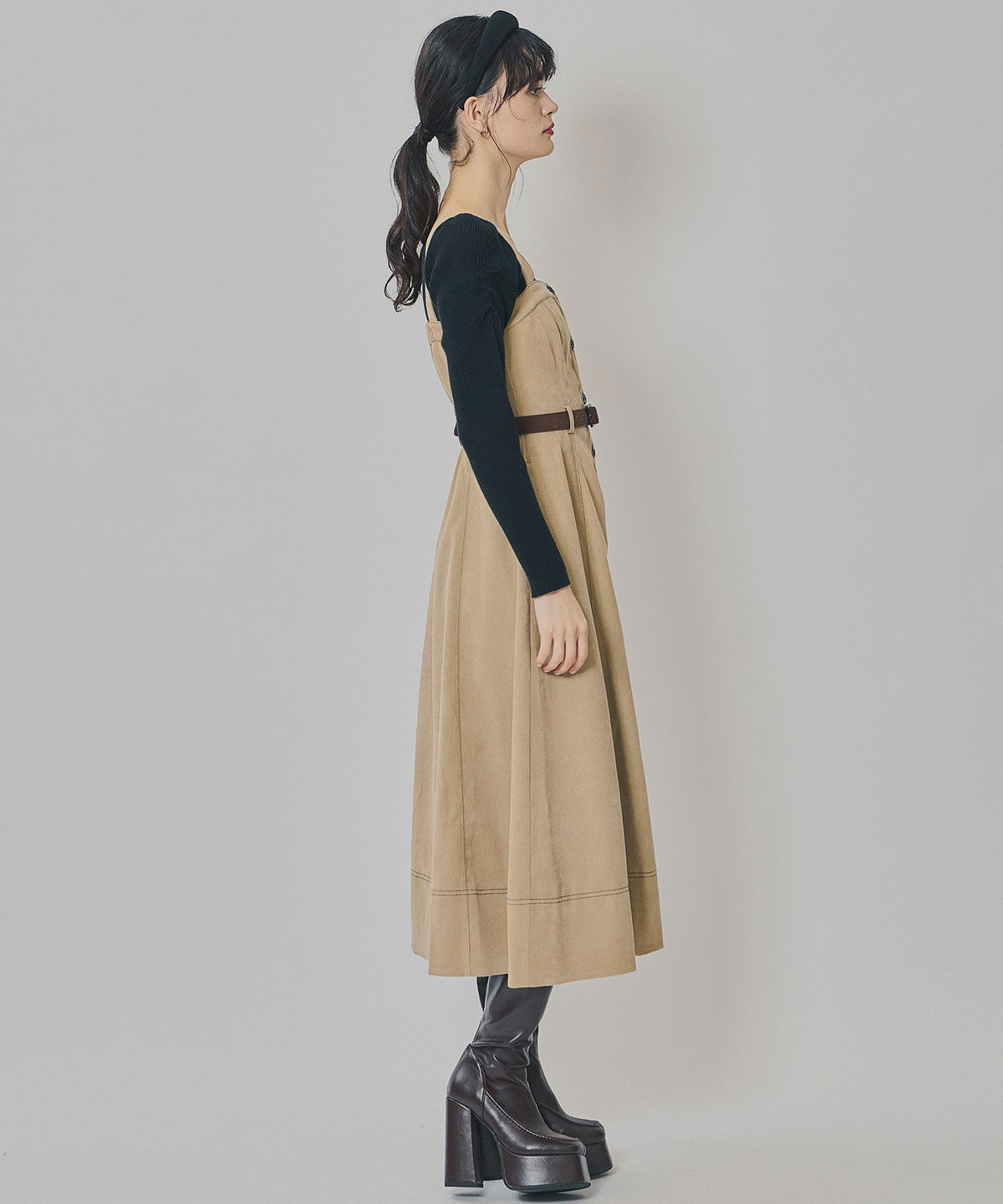 REDYAZEL「スエードライクショートジャケット&times;バイカラーワンピースセットアップ」|ワンピース|