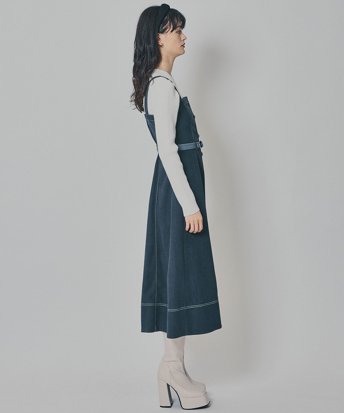 REDYAZEL「スエードライクショートジャケット&times;バイカラーワンピースセットアップ」|ワンピース|