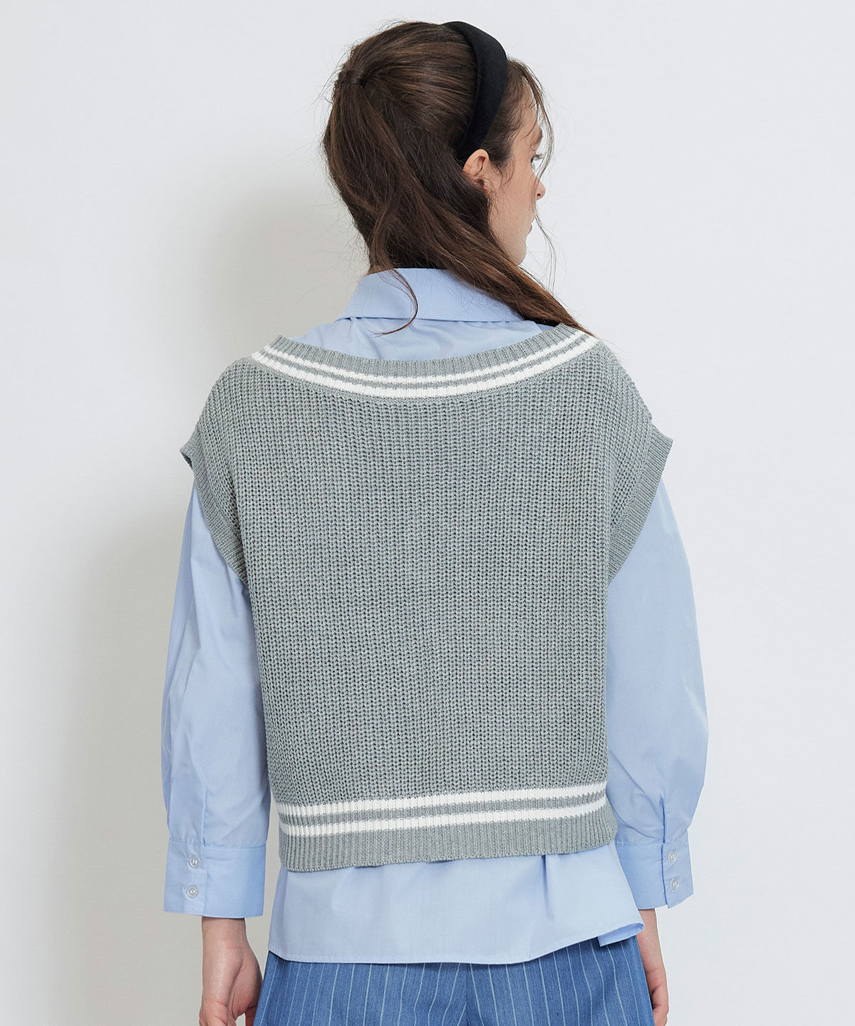 REDYAZEL「カレッジライクラインベスト&times;シャツブラウス」|ニット・セーター|