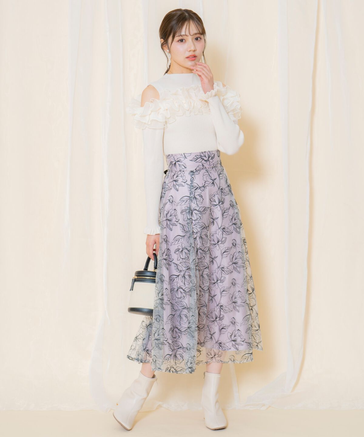 WILLSELECTION「オープンショルダーフリルトップス」|ニット・セーター|