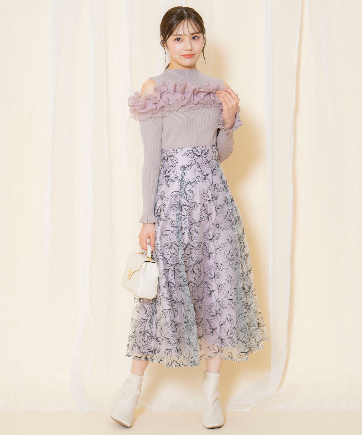 WILLSELECTION「オープンショルダーフリルトップス」|ニット・セーター|