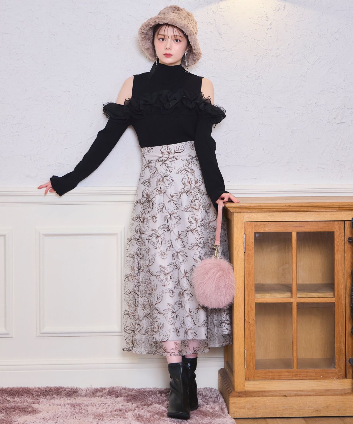 WILLSELECTION「オープンショルダーフリルトップス」|ニット・セーター|